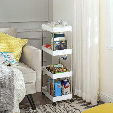 Rootz Kitchen trolley - Bathroom trolley - Kitchen trolley - On wheels - White - 40 x 22 x 86 cm