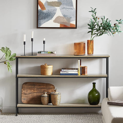 Rootz Console Table Hall Table Living Room Table Sofa Table Narrow Side Table End Table with 3 Shelves-W120 x D20 x H77cm