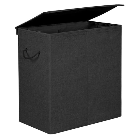 Rootz Black Laundry Basket - Laundry Baskets with Lid - Foldable - 69.25 x 39.4 x 5.6 cm