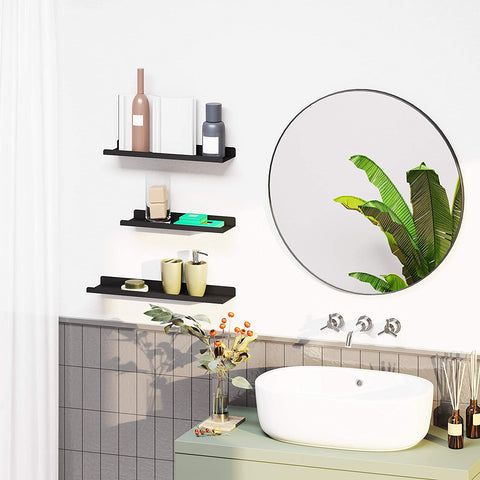 Rootz Wall Shelves - Set Of 3 - Metal - Book Shelves - Black - Floating - Various Sizes