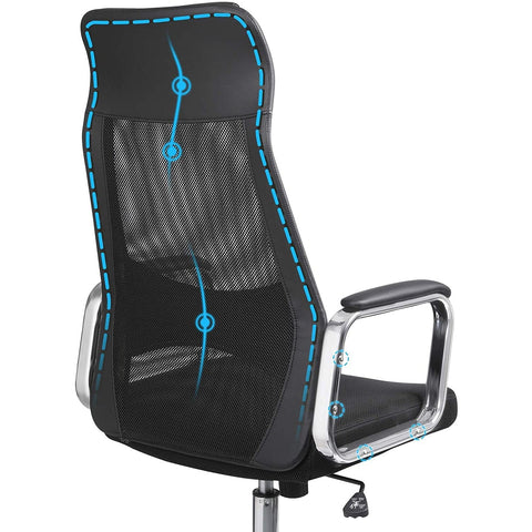 Rootz Office chair - Swivel chair - Executive chair - Mesh - Lumbar support - Height Adjustable - Ergonomic - Black - 60 x 53 x 113-123 cm