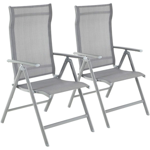 Rootz Garden Chairs - Set Of 2 - Folding Chairs - Outdoor Chairs - Aluminum Frame - Backrest - Adjustable - Black/Grey