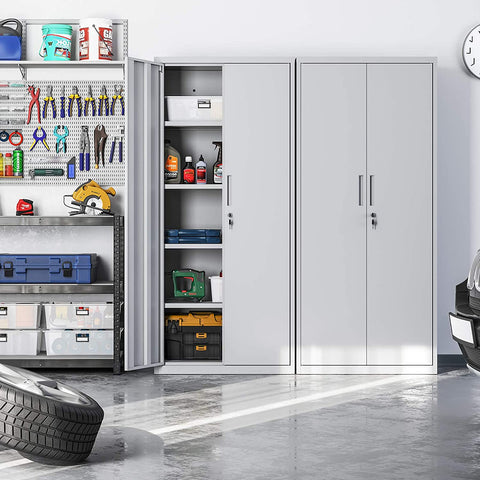 Rootz File Cabinet - Office Cabinet - Storage Cabinet - 5 Shelves - Steel - Grey