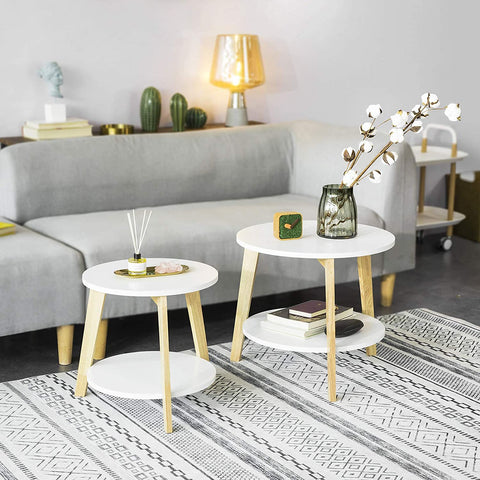 Rootz Set of 2 Side Tables with Storage - Living Room Tables - Coffee Tables Nesting Tables