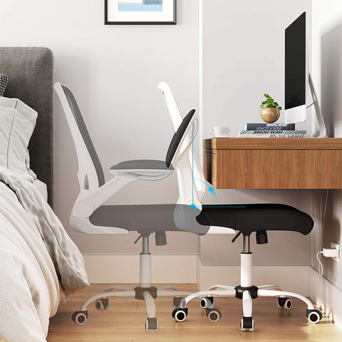Rootz Office Chair - Office Chair - Mesh Cover - Ergonomic - Adjustable Lumbar Support - White - Black - 66 x 60 x (99-107) cm