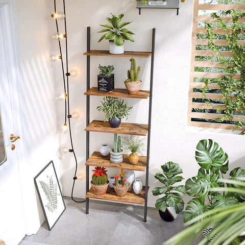 Rootz Wall rack - Bookcase - Wall cabinet - 5 shelves - Brown-Black - 64 x 34 x 186 cm