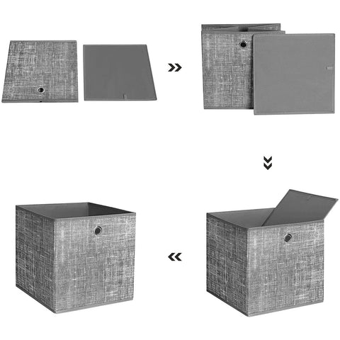 Rootz Storage Boxes - Set Of 6 - Foldable Boxes - Non Woven - Organizer - Gray - 30 x 30 x 30 cm