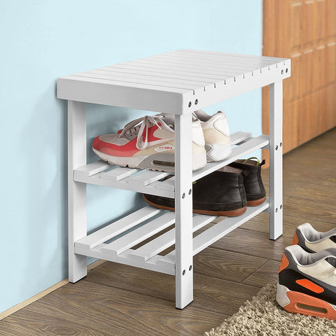Rootz Bamboo 2 Tiers Shoe Rack - Shoe Bench - Bathroom Shelf - W50 x D29 x H46cm