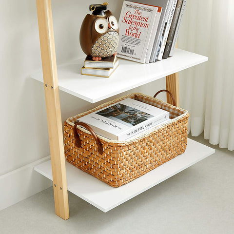 Rootz Ladder Cabinet - Bookcase - Ladder Shelf - 5 Levels - 60 x 35 x 171 cm - Solid Wood Frame - Matt White - Natural
