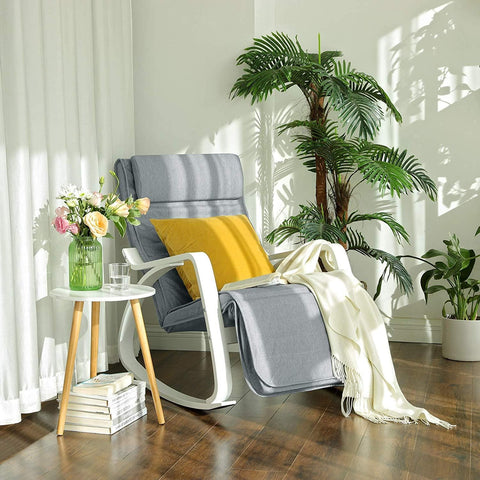 Rootz Rocking Chair With Footrest - Adjustable Lounger - Relax Chair - Armchair - Birch Wood - 150 kg load capacity - Gray