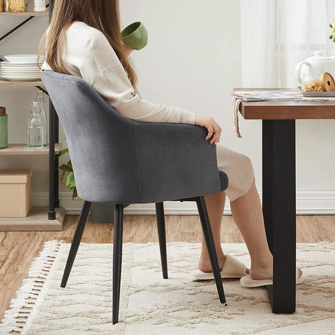 Rootz Dining chair - Kitchen chair - Upholstered - Metal - Velvet - Gray - Black - 61 x 60 x 86.5 cm