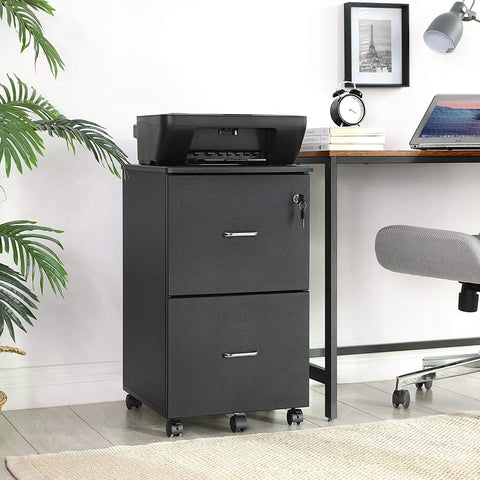 Rootz Drawer Unit Black - Steel Locker On Wheels - Office Cabinet - Roll Container - 71 x 51 x 16 cm