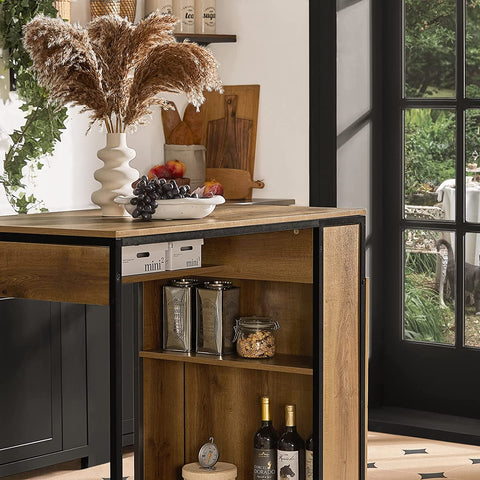 Rootz Bar Table with Extendable Table Top - Kitchen - Breakfast Bar Table - Coffee Bar with Foldable Worktop
