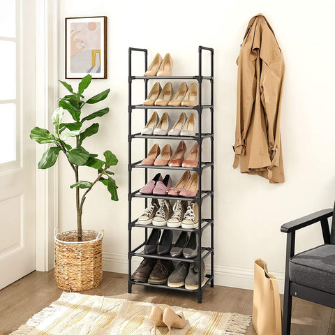 Rootz Shoe Rack - Shelf Rack - 8 Levels - 16-20 Pairs of Shoes - Fabric - Metal - 46 x 28 x 145 cm