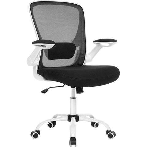 Rootz Office Chair - Office Chair - Mesh Cover - Ergonomic - Adjustable Lumbar Support - White - Black - 66 x 60 x (99-107) cm