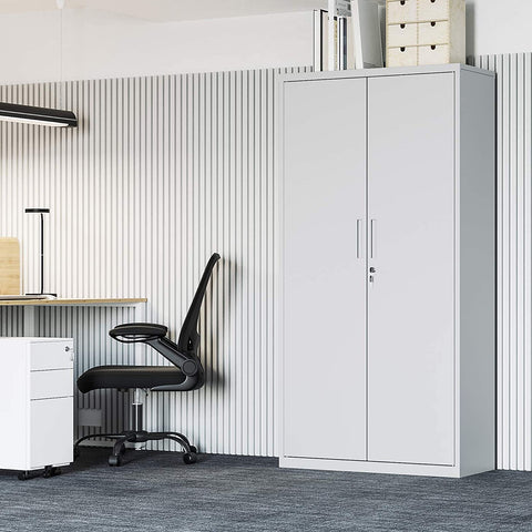 Rootz File Cabinet - Office Cabinet - Storage Cabinet - 5 Shelves - Steel - Grey