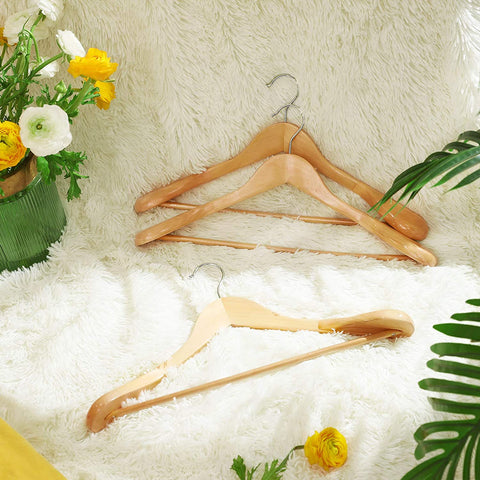 Rootz Pakhangers - Clothes Hangers - Set Of 6 - Solid Wood - Anti-Slip - Swivel Hook - Brown - 44 x 5.5 x 23 cm