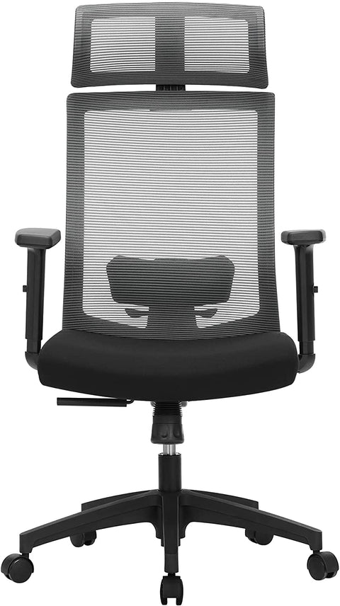 Rootz Office chair - Swivel chair - Mesh - Lumbar support - Headrest - Armrests - Cattle function - Black - Plastic - Steel - 65 x 53 x (116 - 126) cm