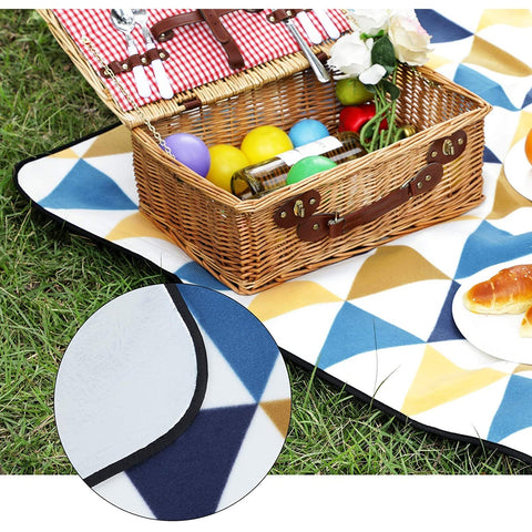 Rootz Picnic Blanket - Beach Blanket - Waterproof Bottom - Foldable - Yellow - Blue - 300 x 200 cm