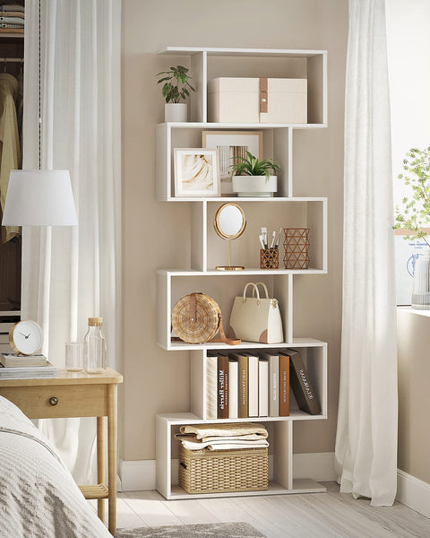 Rootz Bookcase - Shelf with 6 levels - Floor standing shelf - Office shelf - Living room, bedroom and office - White - (24 x 70 x 190.5 cm)