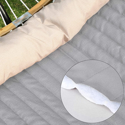 Rootz Hammock - Padded - 2 Persons - Cushions - Bamboo - Oxford Fabric - Brown-Grey - 200 x 140 cm