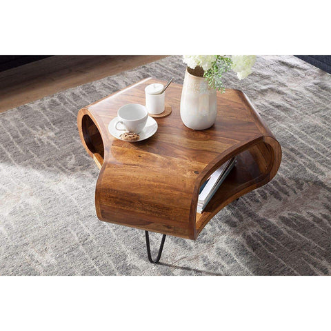 Rootz Coffee Table Wood - Modern Wooden Coffee Tables - Wood - Brown - 55 x 38 x 55 cm