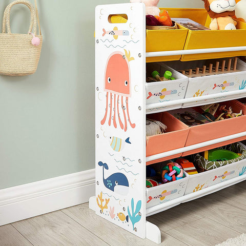 Rootz Toys Organizer - Toy Cabinet - Children's Room Cabinet - Storage Cabinet - Children's Room - For Children - 12 Boxes - Fabric - White