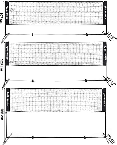 Rootz Badminton Net - Tennis Net - Adjustable Height - Iron Frame - Transport Bag - Blue - Black - Yellow