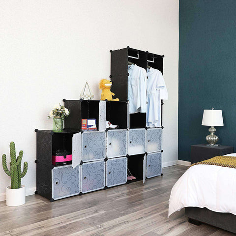 Rootz Wardrobe Click System - 14 compartments - Plastic - Clothes - Wardrobe with hanging rails - 143 x 36 x 178 cm