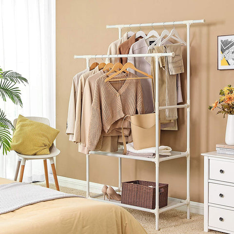 Rootz Clothes Rack - Coat Rack - Clothes Rail - Metal - 2 Rods - ?114 x 45 x 171 cm