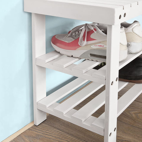 Rootz Bamboo 2 Tiers Shoe Rack - Shoe Bench - Bathroom Shelf - W50 x D29 x H46cm