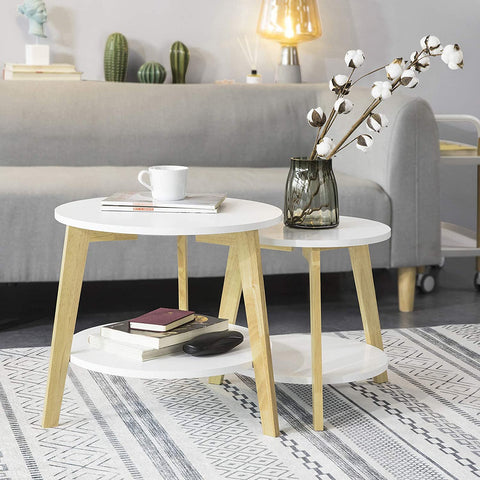 Rootz Set of 2 Side Tables with Storage - Living Room Tables - Coffee Tables Nesting Tables
