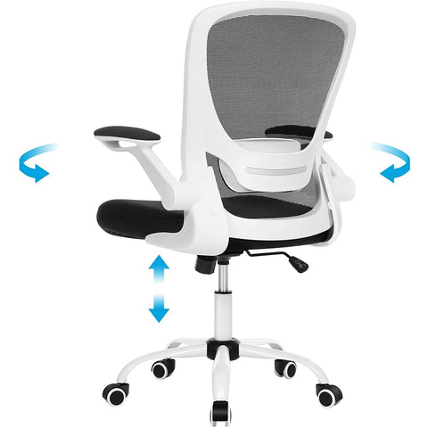Rootz Office Chair - Office Chair - Mesh Cover - Ergonomic - Adjustable Lumbar Support - White - Black - 66 x 60 x (99-107) cm