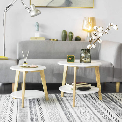 Rootz Set of 2 Side Tables with Storage - Living Room Tables - Coffee Tables Nesting Tables