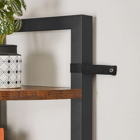 Rootz Corner Cabinet - Bookcase - Shelf - Metal - Processed Wood - Brown - Black - 30 x 30 x 150 cm