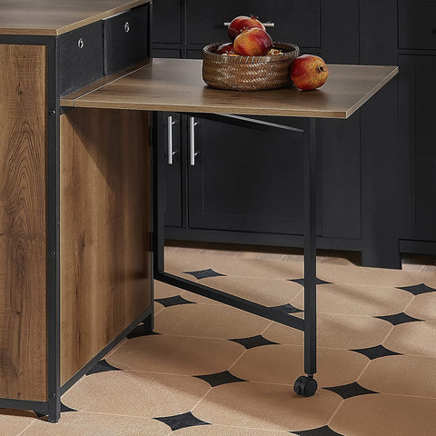 Rootz Bar Table with Extendable Table Top - Kitchen - Breakfast Bar Table - Coffee Bar with Foldable Worktop