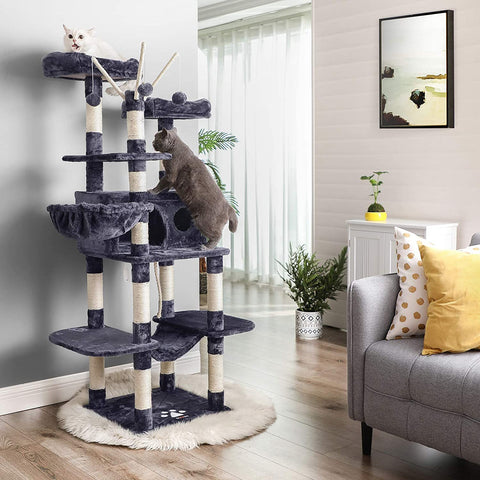 Rootz XXL Scratching post for cats - Cat tree - Smoke gray - 50 x 50 x 164 cm