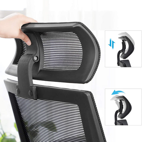 Rootz Office chair - Office chair - Ergonomic - 360° swivel chair - Lumbar support - Headrest - Adjustable - Tiltable - Black