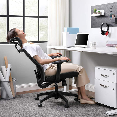 Rootz Office chair - Swivel chair - Mesh - Lumbar support - Headrest - Armrests - Cattle function - Black - Plastic - Steel - 65 x 53 x (116 - 126) cm