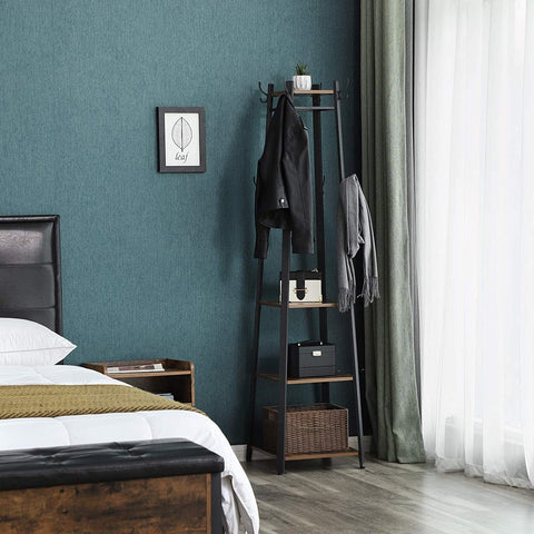 Rootz Coat rack Standing - Coat racks - Industrial - Metal - Wood - Brown / Black - 45 x 45 x 181 cm