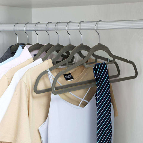 Rootz Coat Hangers - 100 Pieces - Anti-slip - Rotatable Metal Hook - Grey