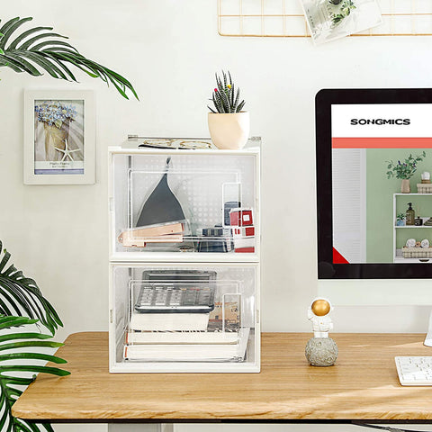Rootz Shoe Boxes - 18 Storage Boxes - Foldable and Stackable - Size 44 - Transparent White - 31 x 24.5 x 17.5 cm