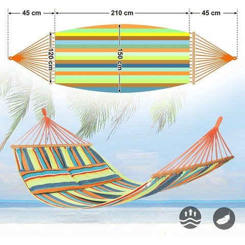 Rootz Hammock - 2 Cushions - 2 Persons - Colorful - Cotton - Polyester - 210 x 150 cm