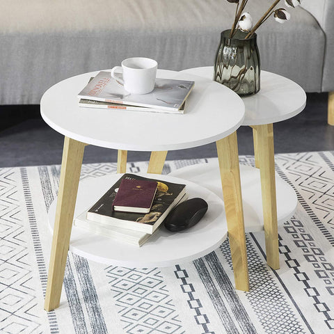Rootz Set of 2 Side Tables with Storage - Living Room Tables - Coffee Tables Nesting Tables
