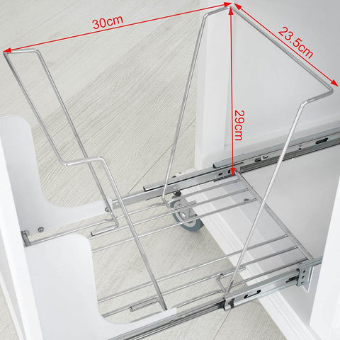 Rootz Luxury Kitchen Trolley with Large Storage Cabinet - Kitchen Island with Stainless Steel Worktop