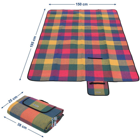 Rootz Picnic Blanket - Beach Blanket - Waterproof Bottom - Foldable - Red - Green - Orange - 195 x 150 cm