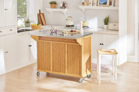 Rootz Extendable Kitchen Storage Trolley - Kitchen Cabinet - Cupboard - Sideboard Kitchen Island