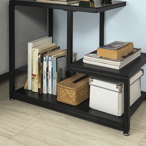 Rootz Side Table - Coffee Table - Living Room Table with Storage Shelf - W65 x D35 x H55cm