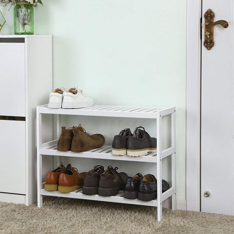Rootz Bamboo 3-layer Shoe rack - Bathroom rack - Storage rack - Suitable for 12 pairs of shoes - 70 x 26 x 55 cm