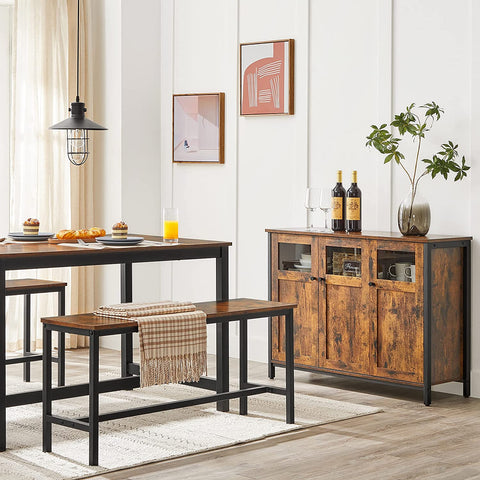 Rootz Sideboard - Kitchen cabinet - Storage cabinet - Industrial - Processed Wood - Metal - Brown - Black - 100 x 35 x 75 cm